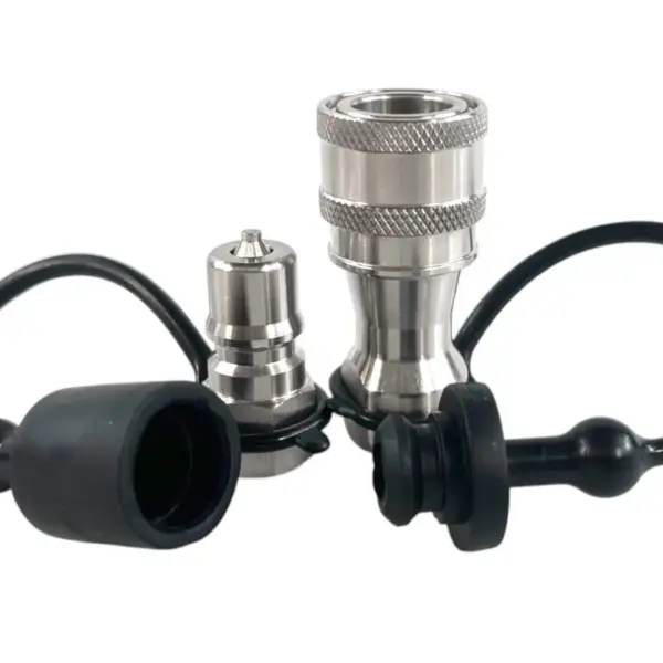 1/4" Stainless Steel Hydraulic Quick Coupler Set – 1/4" NPT (ISO 7241-B, Male & Female) With Dust Caps