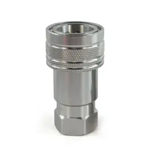 1/2″ Ag Hydraulic Quick Connect Female Coupler, Poppet Valve, #8 SAE (3/4″-16 ORB) Thread