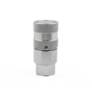 1/4″ Flat Face Hydraulic Quick Connect Female Coupler, 3/8″ SAE Thread