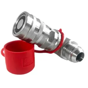 90 Degree Female Flat Face Hydraulic Quick Connect Coupler Set, 3/4″ JIC Male Thread