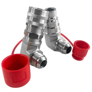 90˚ Elbow 1/2” ISO 16028 Flush Face Hydraulic Coupler Set – Male 3/4” JIC