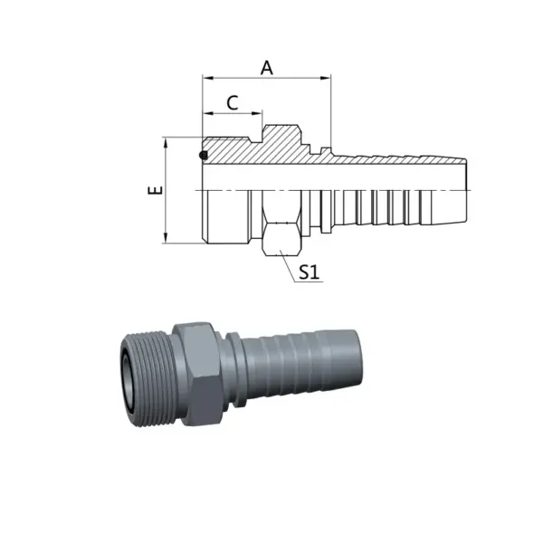 ORFS Male Flat O-Ring Seal Hose Fittings